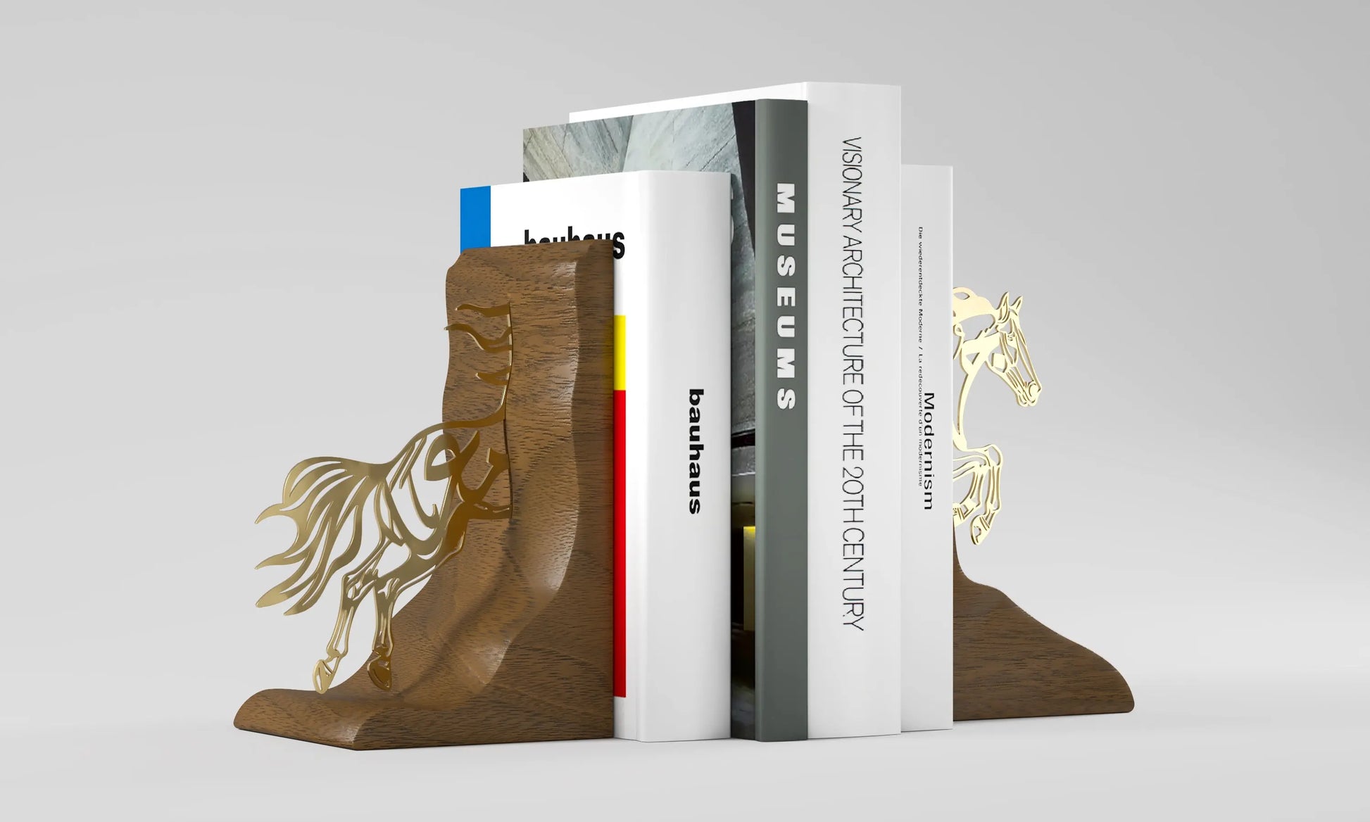 Set of two luxury bookends in the shape of an arabian horse covered with Arabic calligraphy designed by Kashida