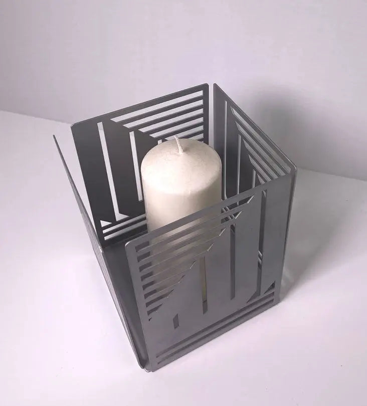 Allah Candle Holder (Large) - Silver - Sample Kashida Design