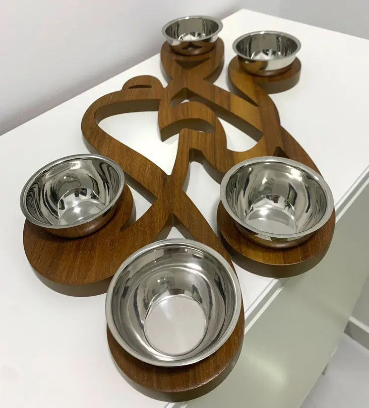 Karam Nut Bowl (Silver) - Sample Kashida Design