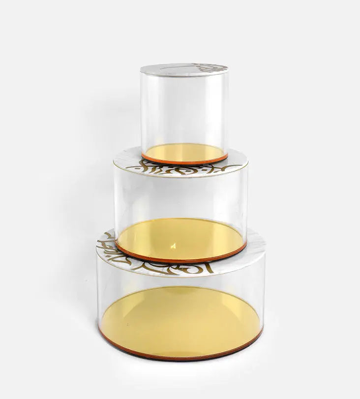 Small marble acrylic storage can with Arabic graffiti print and gold base