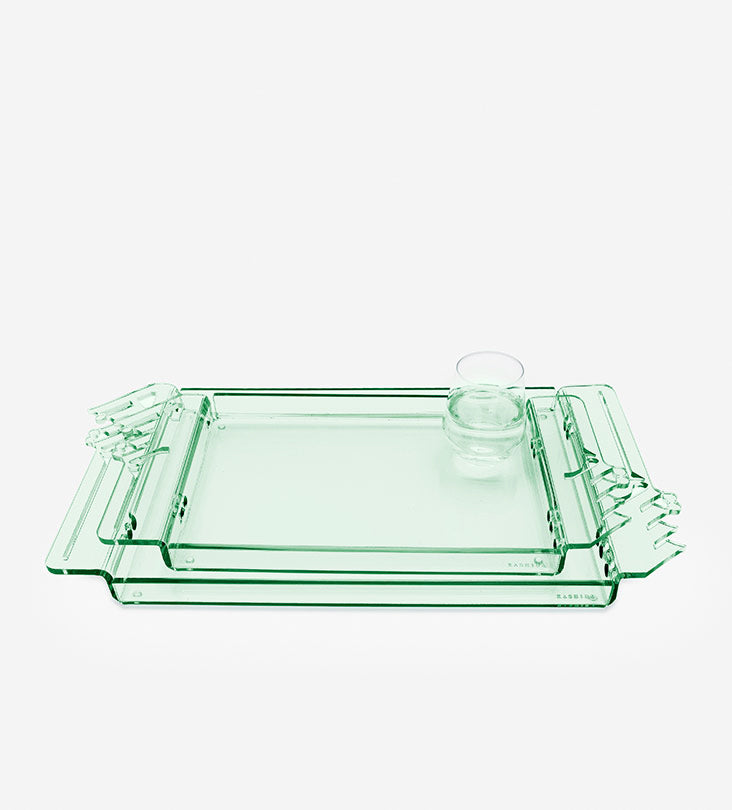 Bayti Jannati Tray (Large) - Green Kashida Design