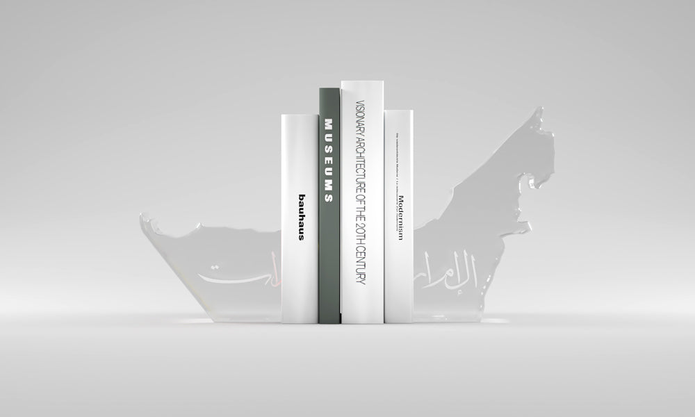 UAE Crystal Map Bookends Kashida Design