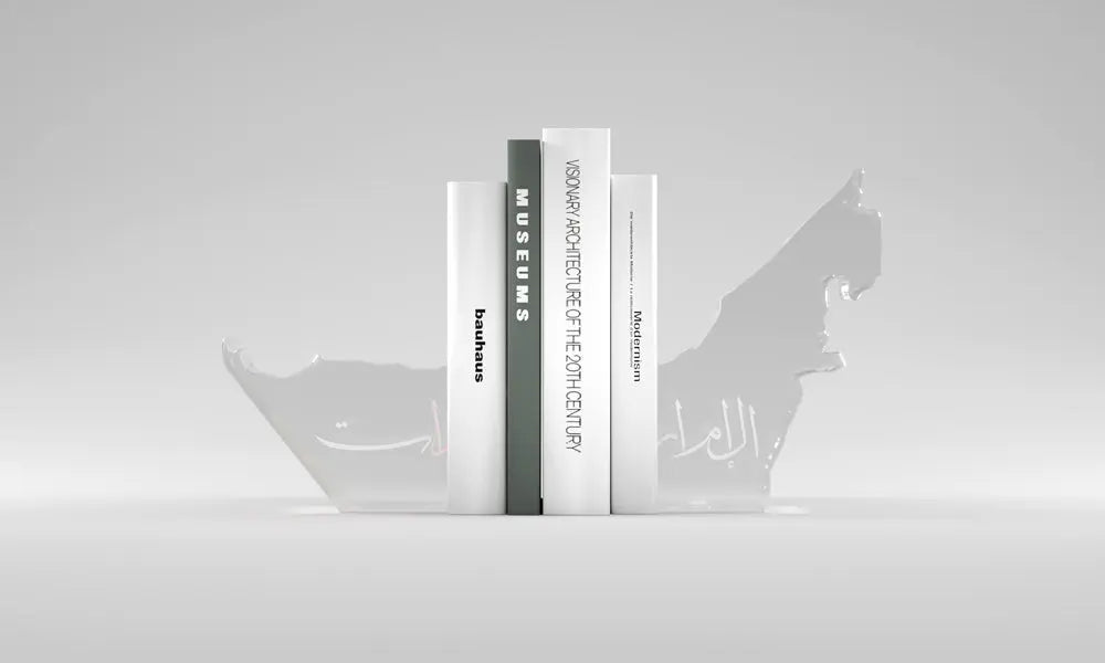 UAE Crystal Map Bookends Kashida Design