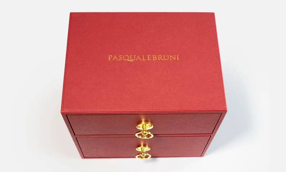 Arabic Coffee Cup + Bowl Set in VIP Leather Box Kashida Design