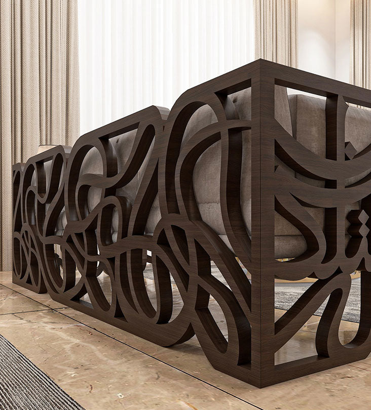 Luxury furniture Arabic calligraphy modern armchair in walnut wood