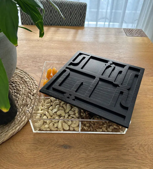 Personalized Arabic calligraphy name wooden and acrylic box