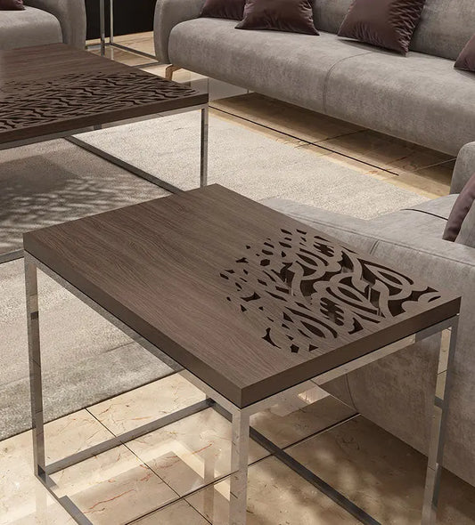 Bespoke side table for majlis in Arabic calligraphy for modern living room design