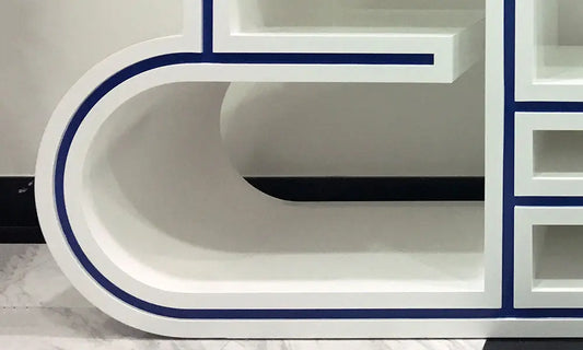 Luxury furniture Arabic calligraphy personalized reception desk for dubai creative clusters authority UAE