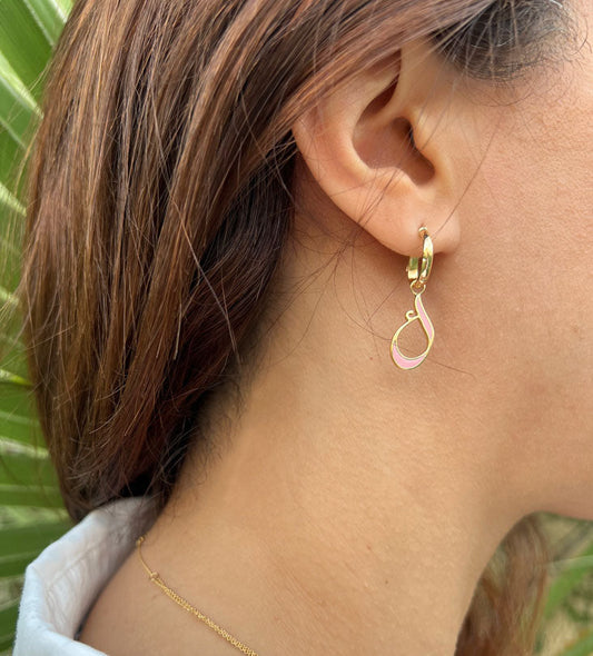 Custom made gold pendant earrings made with Arabic calligraphy letters