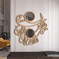 Arabic calligraphy wooden mirror with circles natural finish