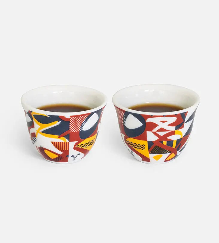 Abstract Arabic Coffee Cup‏ x 2 Kashida Design