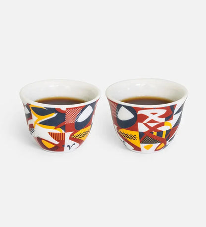 Abstract Arabic Coffee Cup‏ x 2 Kashida Design