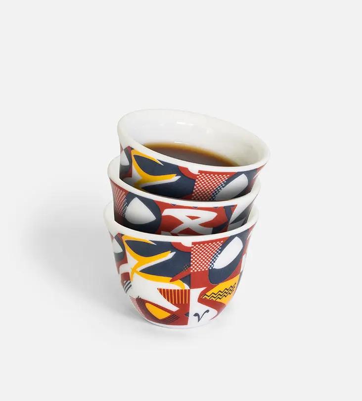 Abstract Arabic Coffee Cup‏ x 6 Kashida Design