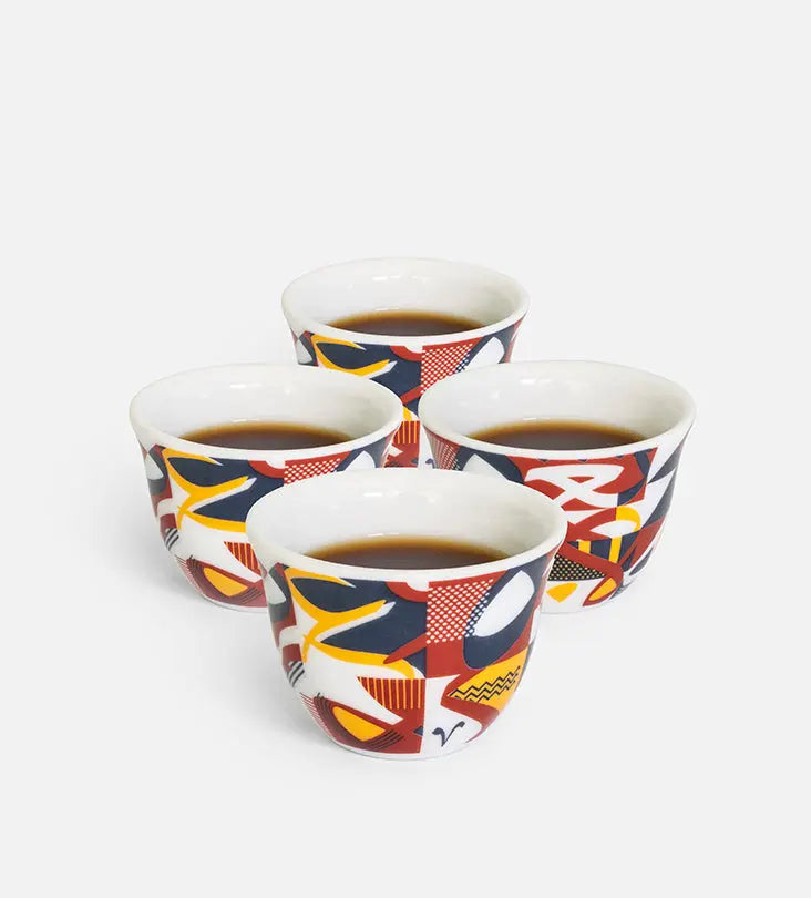 Abstract Arabic Coffee Cup‏ x 4 Kashida Design