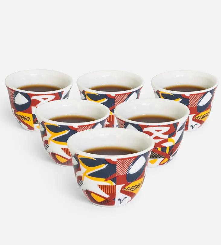 Abstract Arabic Coffee Cup‏ x 6 Kashida Design