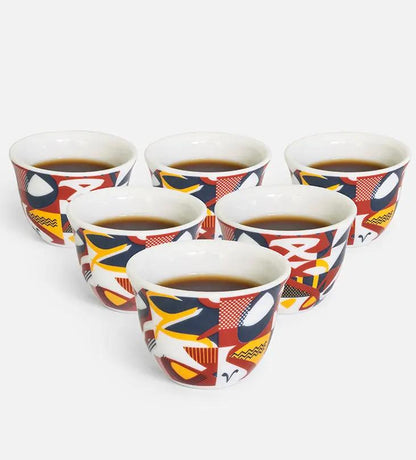 Abstract Arabic Coffee Cup‏ x 6 Kashida Design