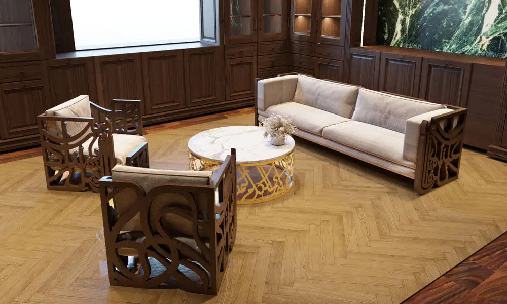 High-end bespoke furniture for Dubai Jumeirah villa designed by Kashida
