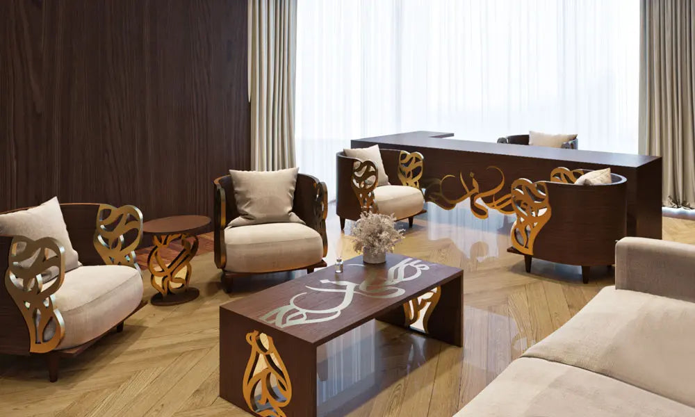 High-end bespoke furniture for Dubai Jumeirah villa designed by Kashida