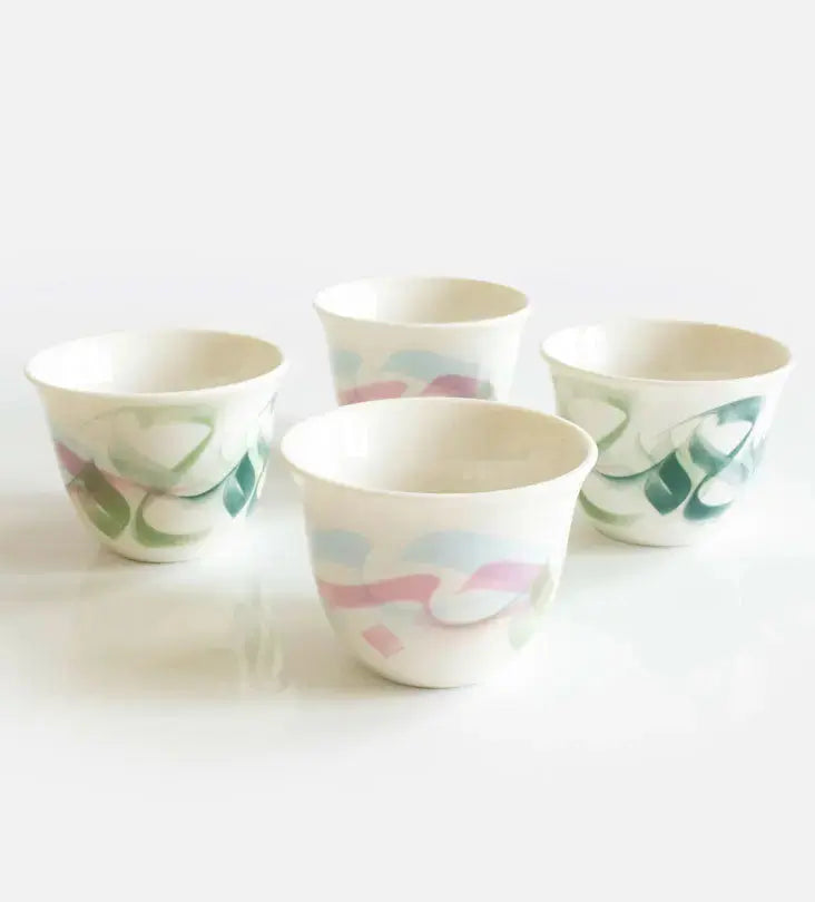 Aura Arabic Coffee Cup x 4 Kashida Design