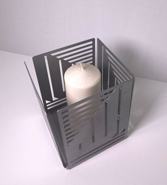 Allah Candle Holder (Large) - Silver - Sample Kashida Design