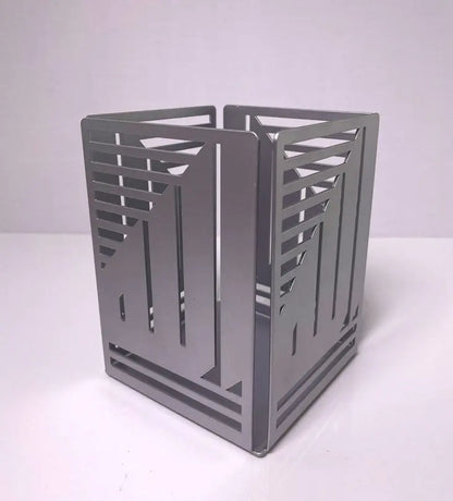 Allah Candle Holder (Regular) - Silver - Sample Kashida Design