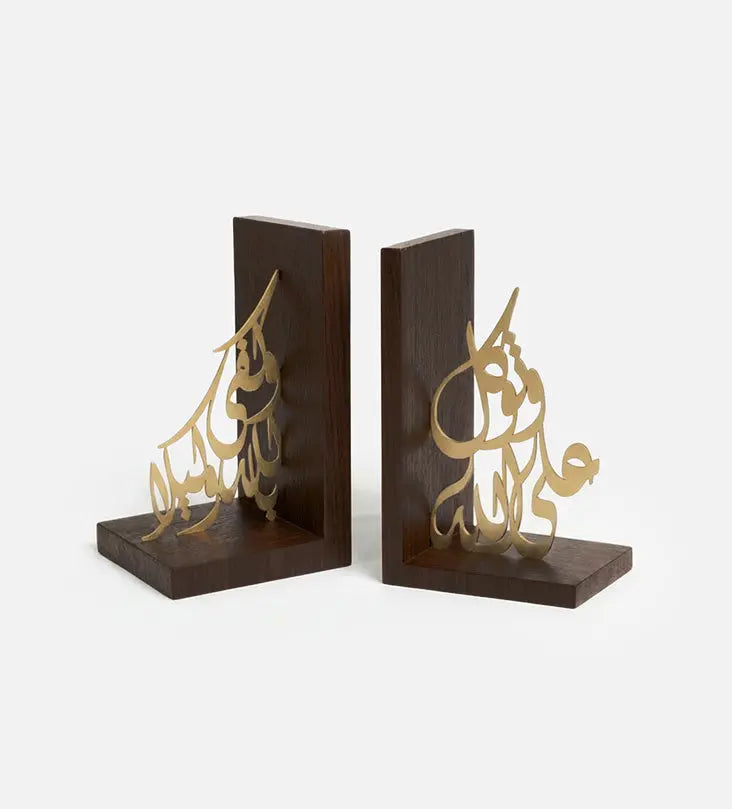 Name Metal & Wood Bookends Kashida Design