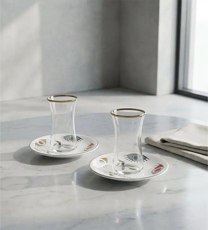 Supernatural Turkish Tea Cups x 2 Kashida Design