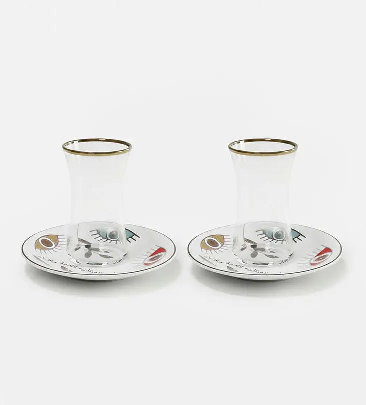 Supernatural Turkish Tea Cups x 4 Kashida Design