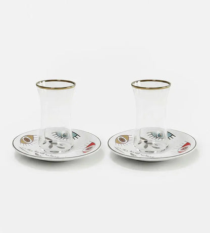 Supernatural Turkish Tea Cups x 4 Kashida Design