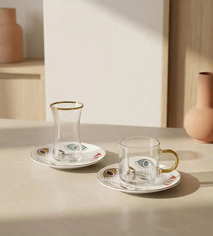 Supernatural Turkish Tea Cups x 4 Kashida Design