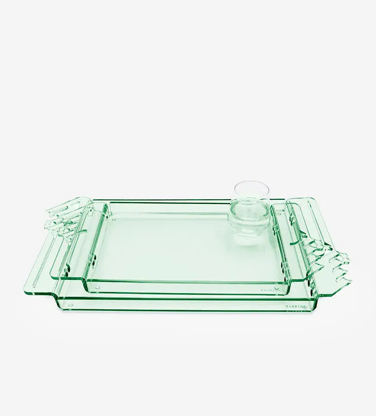 Bayti Jannati Tray (Regular) - Green Kashida Design