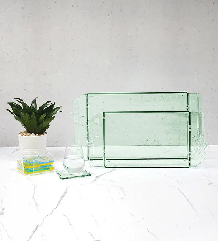 Bayti Jannati Tray (Regular) - Green Kashida Design