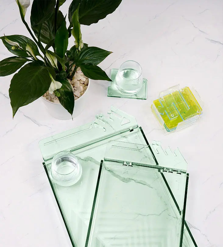 Bayti Jannati Tray (Large) - Green Kashida Design