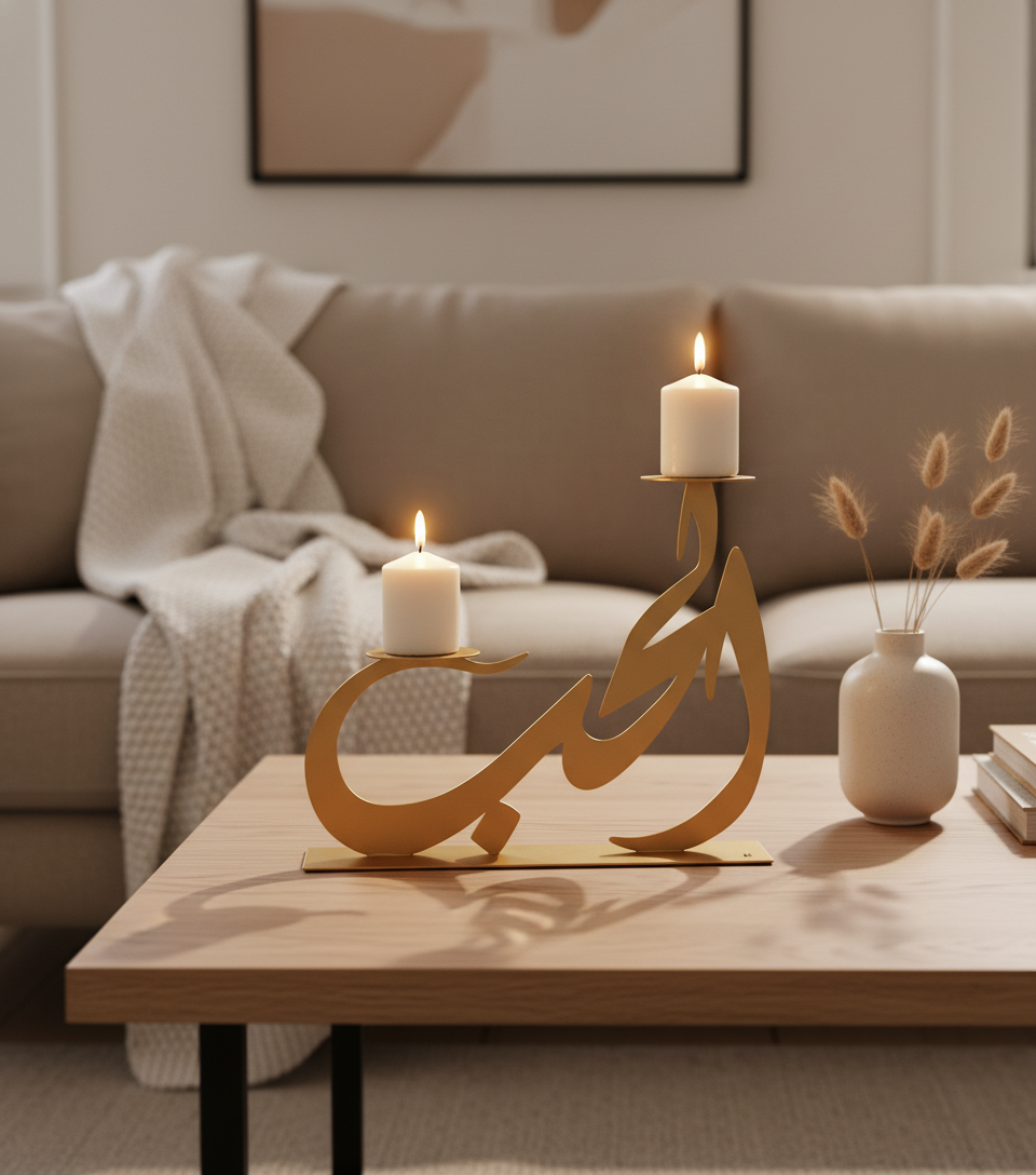 Hob Candle Holder (Regular) - Gold Kashida Design