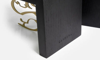 Pair of customized wooden and metal bookends designed by Kashida for Louvre Residences by Al Dar