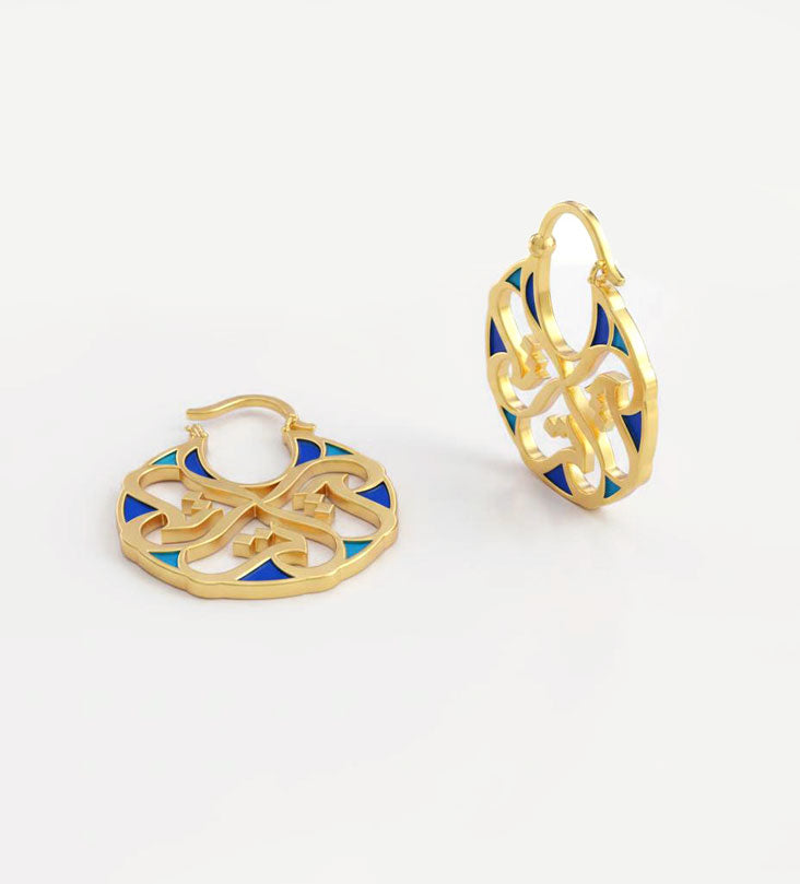 Elegant 18 Karat Gold Arabesque Earrings – Kashida Design