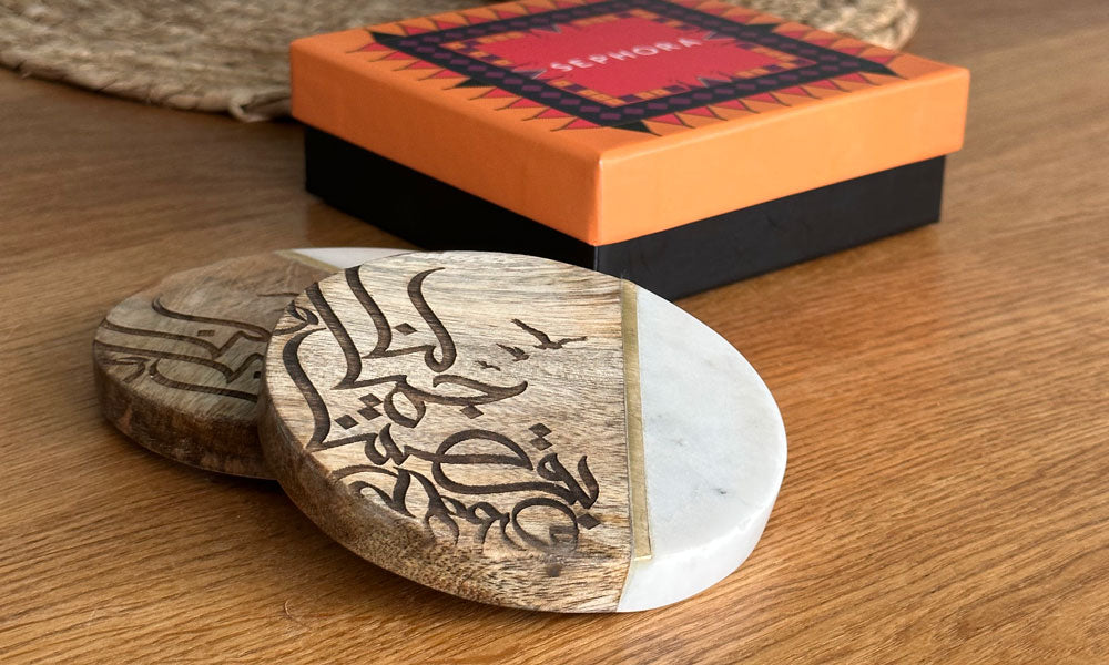 Corporate Gift set of coasters designed for Sephora middle east by Kashida