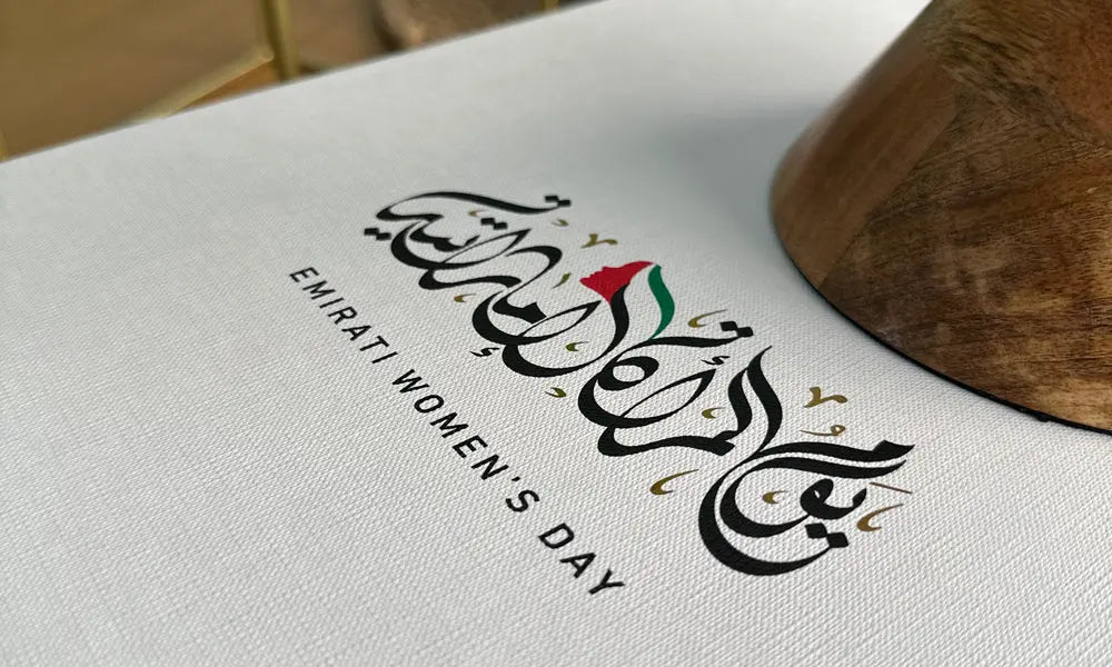 A series of luxury UAE corporate gifts designed by Kashida commemorating Emirati Women's Day
