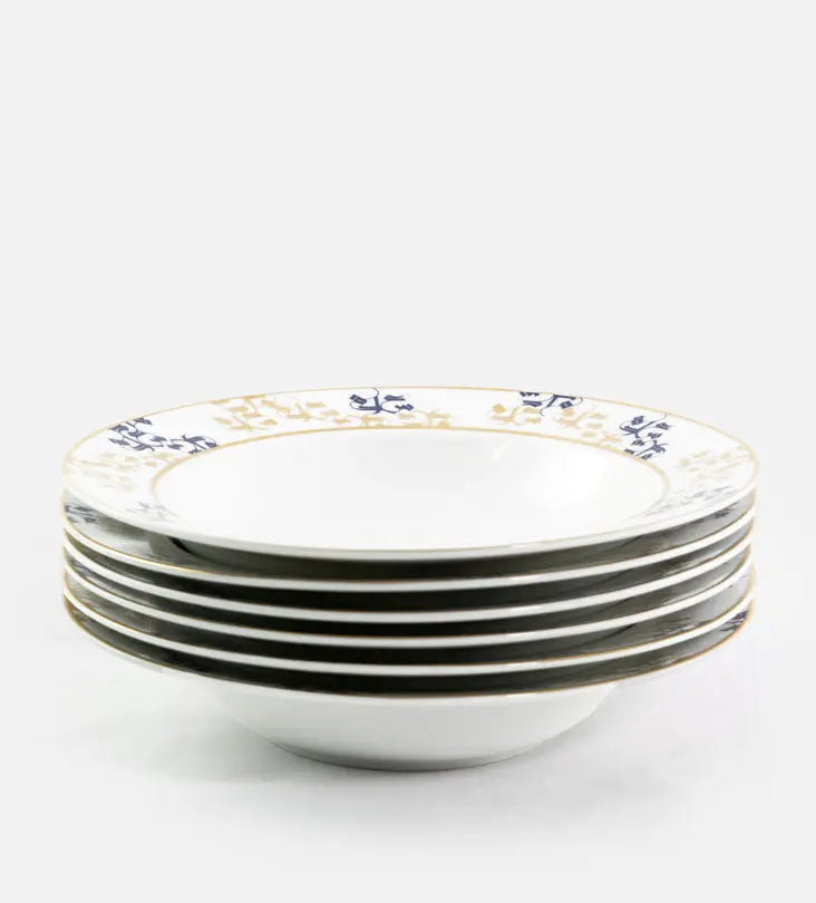 Contemporary porcelain soup plate with Arabic calligraphy fluid art