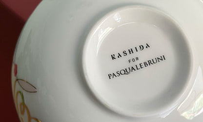 Arabic Coffee Cup + Bowl Set in VIP Leather Box Kashida Design
