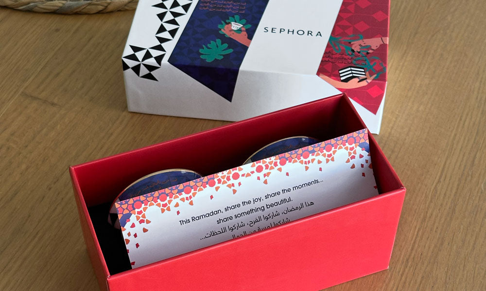 Custom made Arabic coffee cup design by Kashida for Sephora 