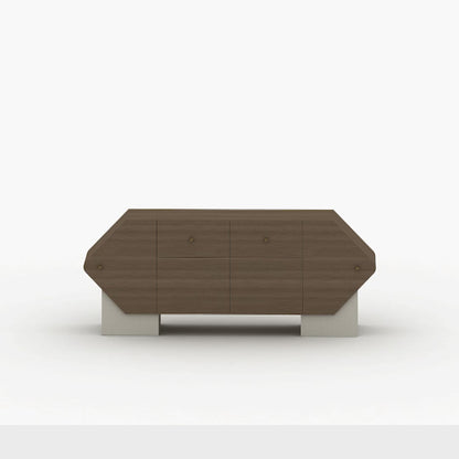 Uniquely shaped dining room sideboard from Kashida's latest furniture collection, Nuqat.
