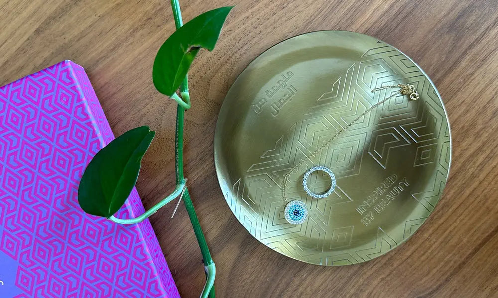 Customized brass trinket tray distributed to 1800 employees as their yearly corporate giveaway, designed by Kashida for Sephora
