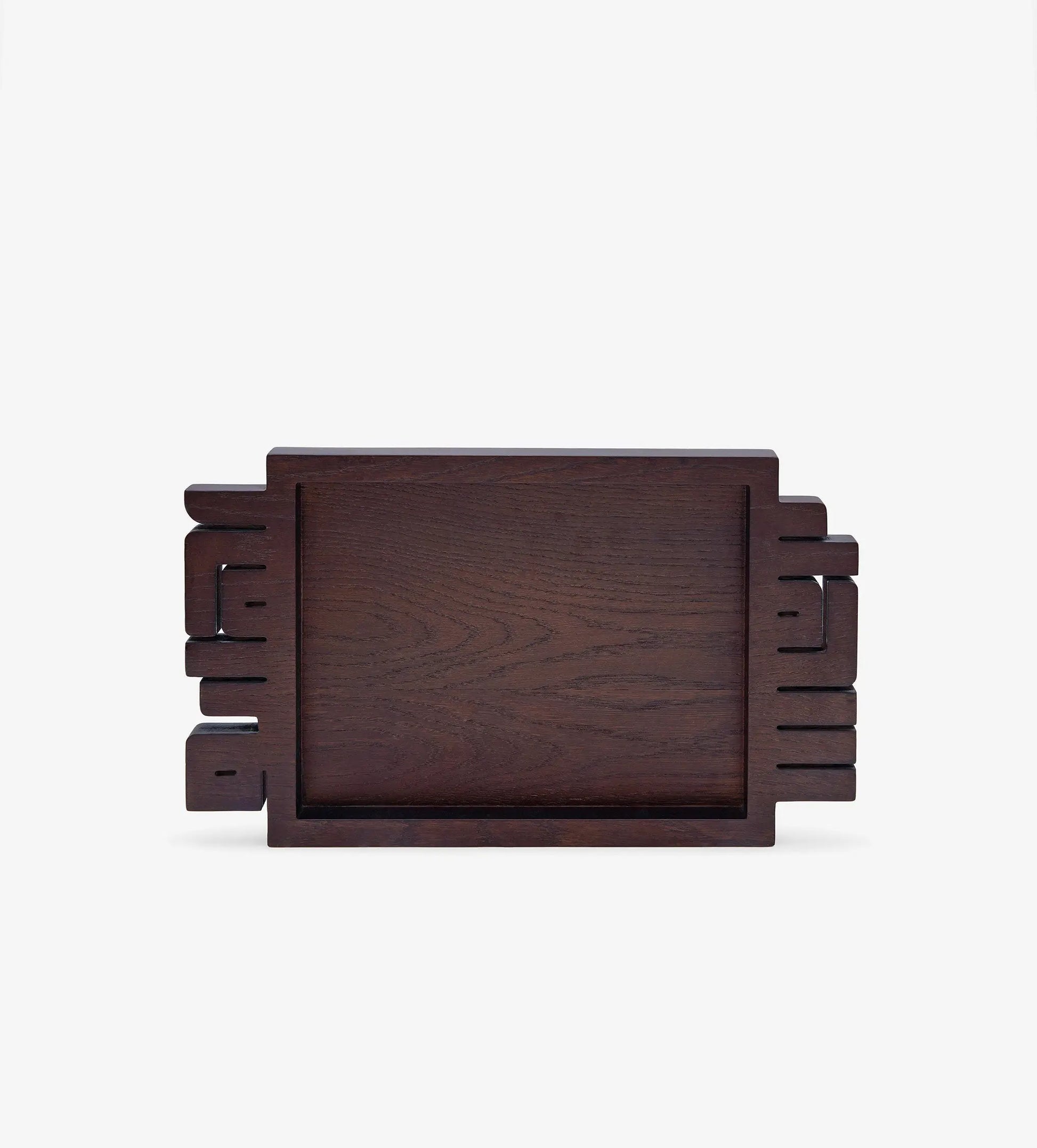 Ahlan w sahlan Arabic calligraphy wooden tray medium brown