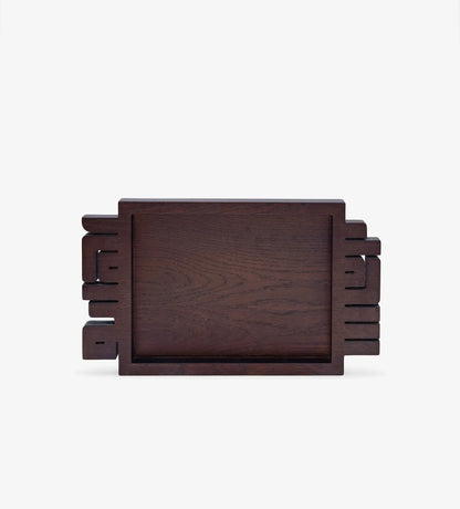 Ahlan w sahlan Arabic calligraphy wooden tray medium brown