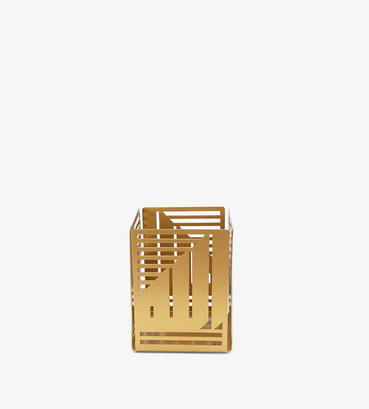 Allah etched small candle holder gold in Arabic calligraphy