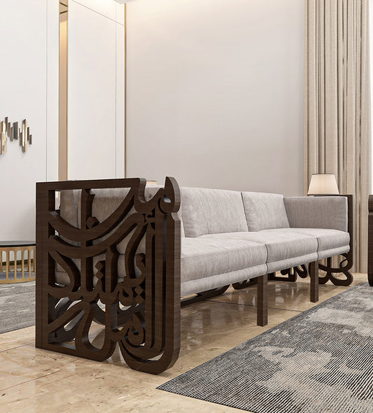 Luxury furniture Arabic calligraphy modern armchair in walnut wood