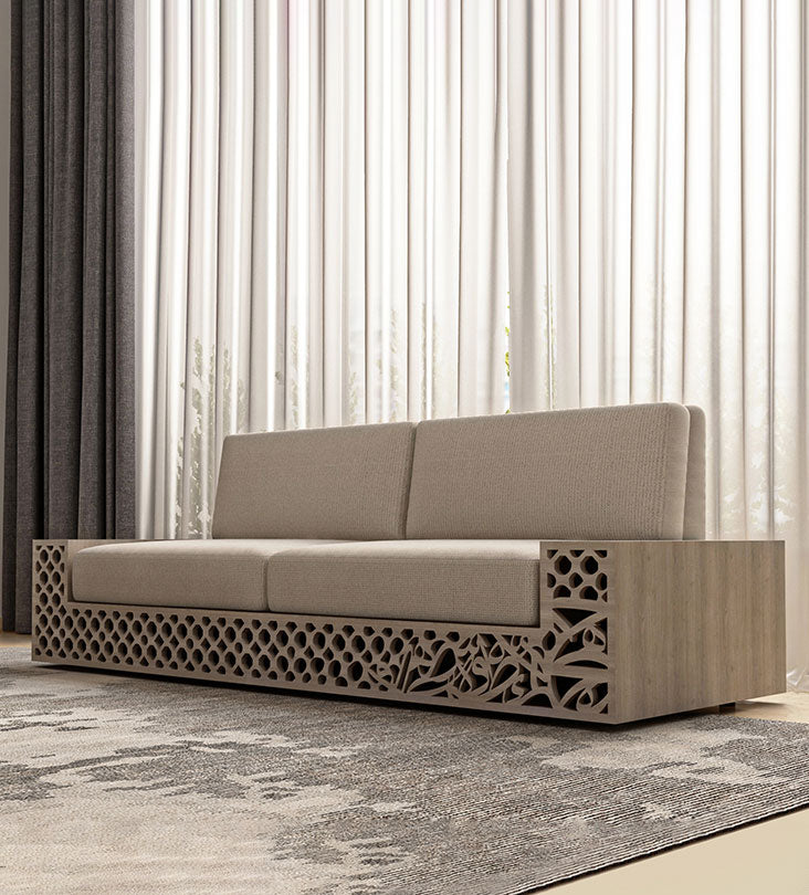 Luxury sofa with Arabic calligraphy and arabesque pattern in American walnut wood