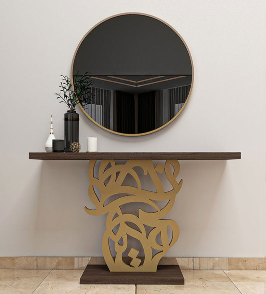 Bespoke calligraphic entrance console in modern Arabic calligraphy