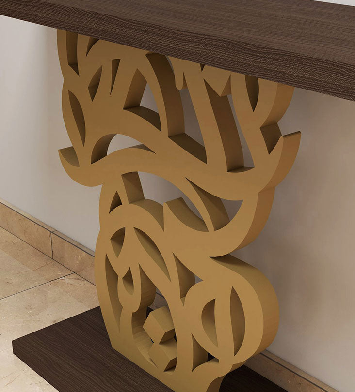 Bespoke calligraphic entrance console in modern Arabic calligraphy